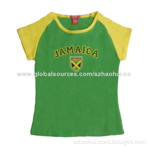 Women's 100% cotton cute raglan sleeve printed T-shirt, slim fit style, OEM orders are welcome